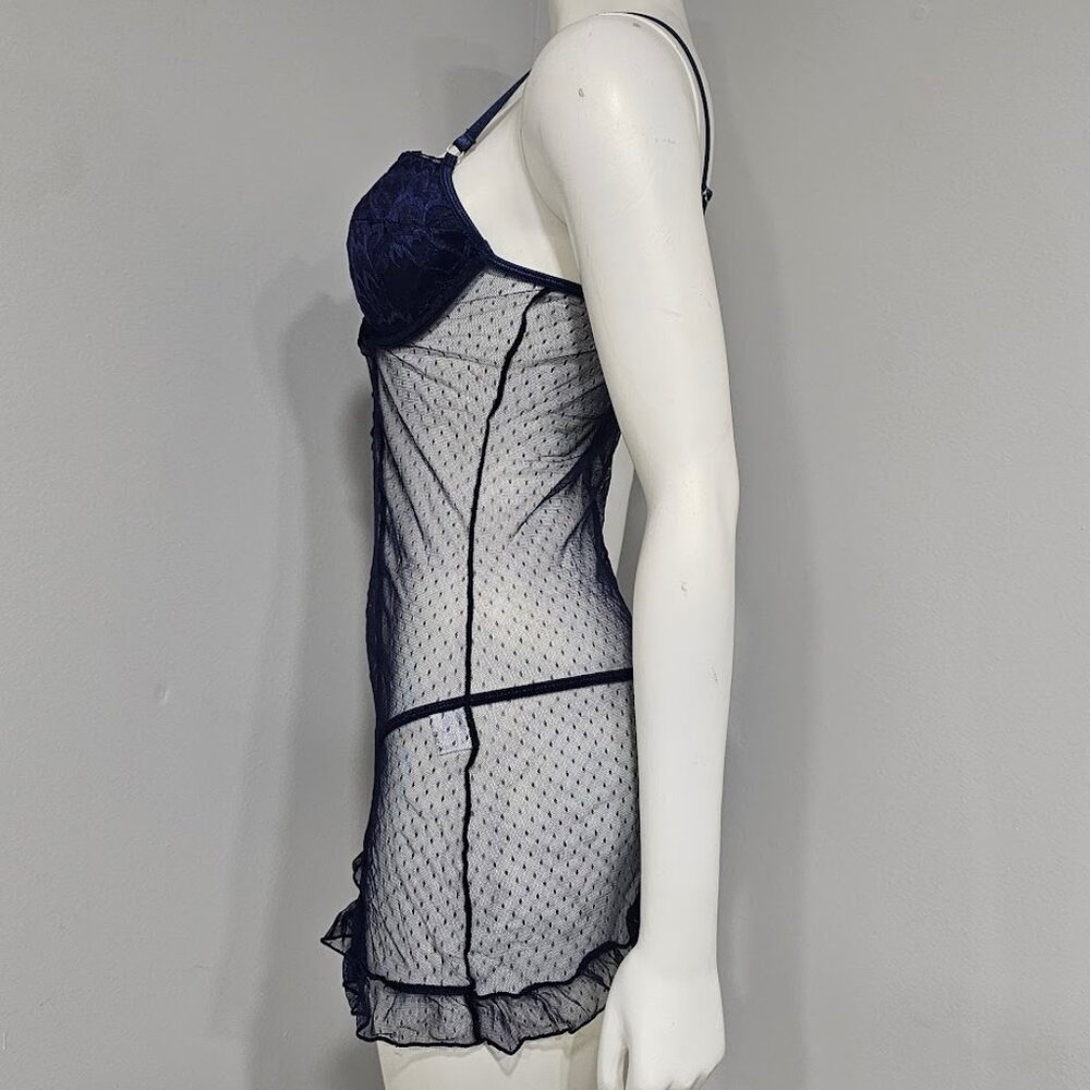 Sheer Lace Blue Babydoll Lingerie Set - Picture 5 of 8